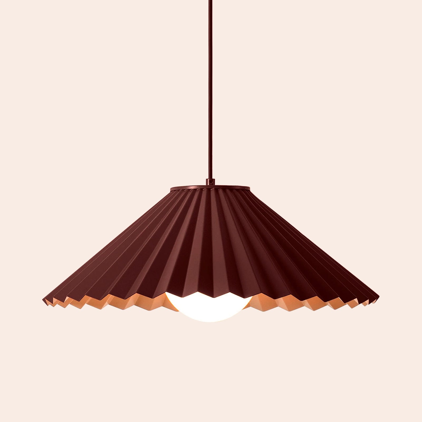 Burgundy large pleat ceiling pendant