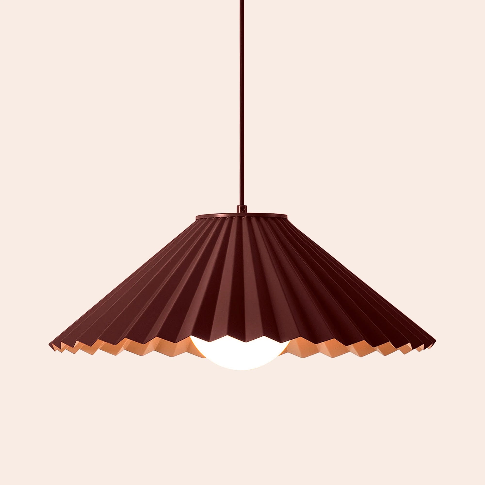 Burgundy large pleat ceiling pendant