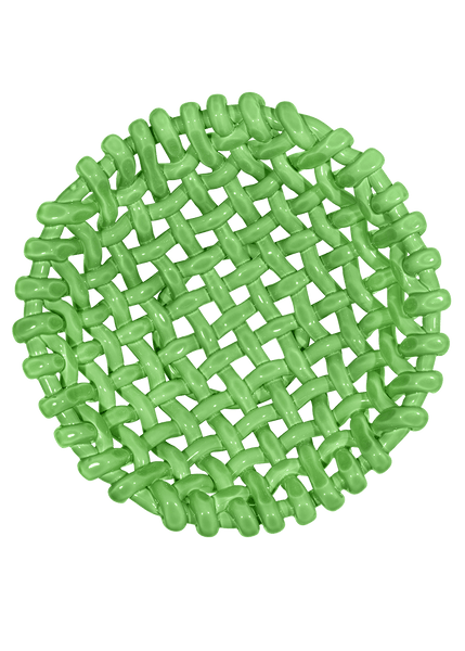 Large Apple Green Basketweave Bowl