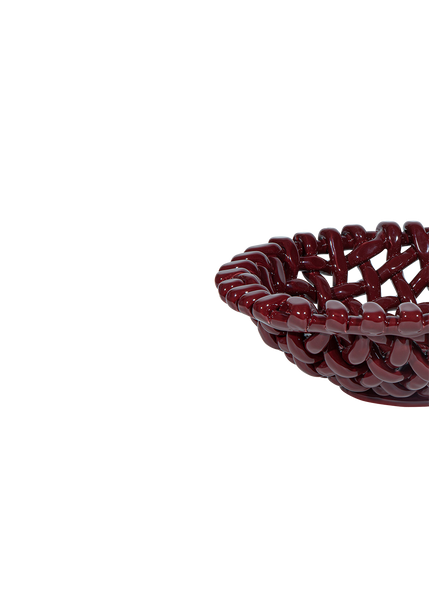 Large Burgundy Basketweave Bowl