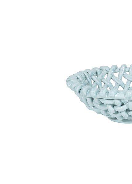 Large Sky Blue Basketweave Bowl