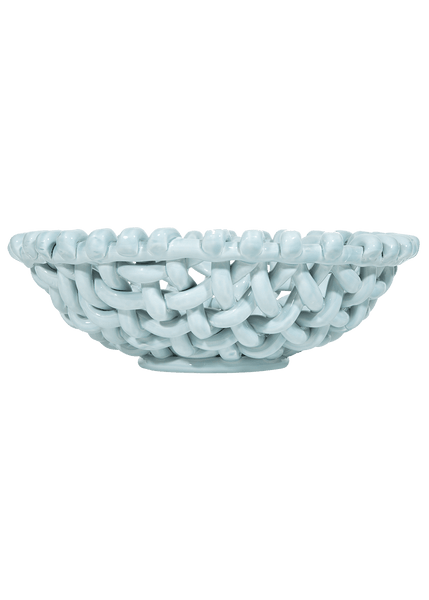 Large Sky Blue Basketweave Bowl