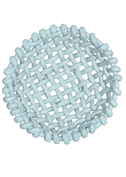Large Sky Blue Basketweave Bowl