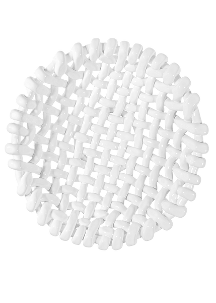 Large White Basketweave Bowl