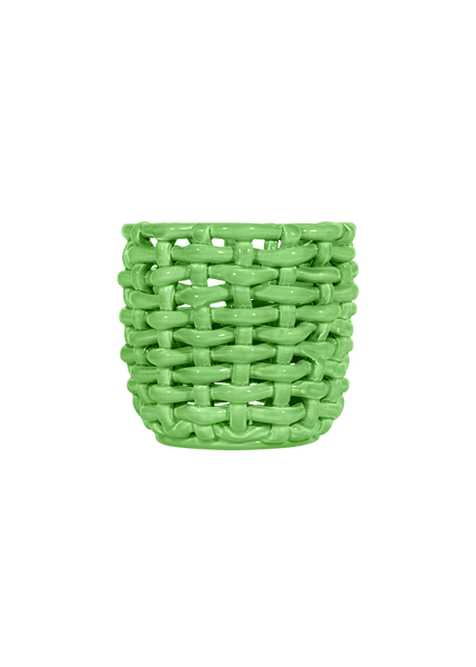 Apple Green Basketweave Planter