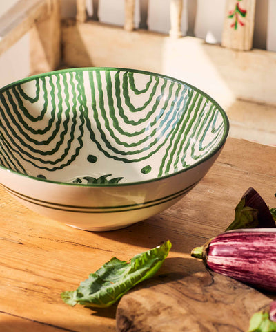 Late Afternoon Large Green Serving Bowl