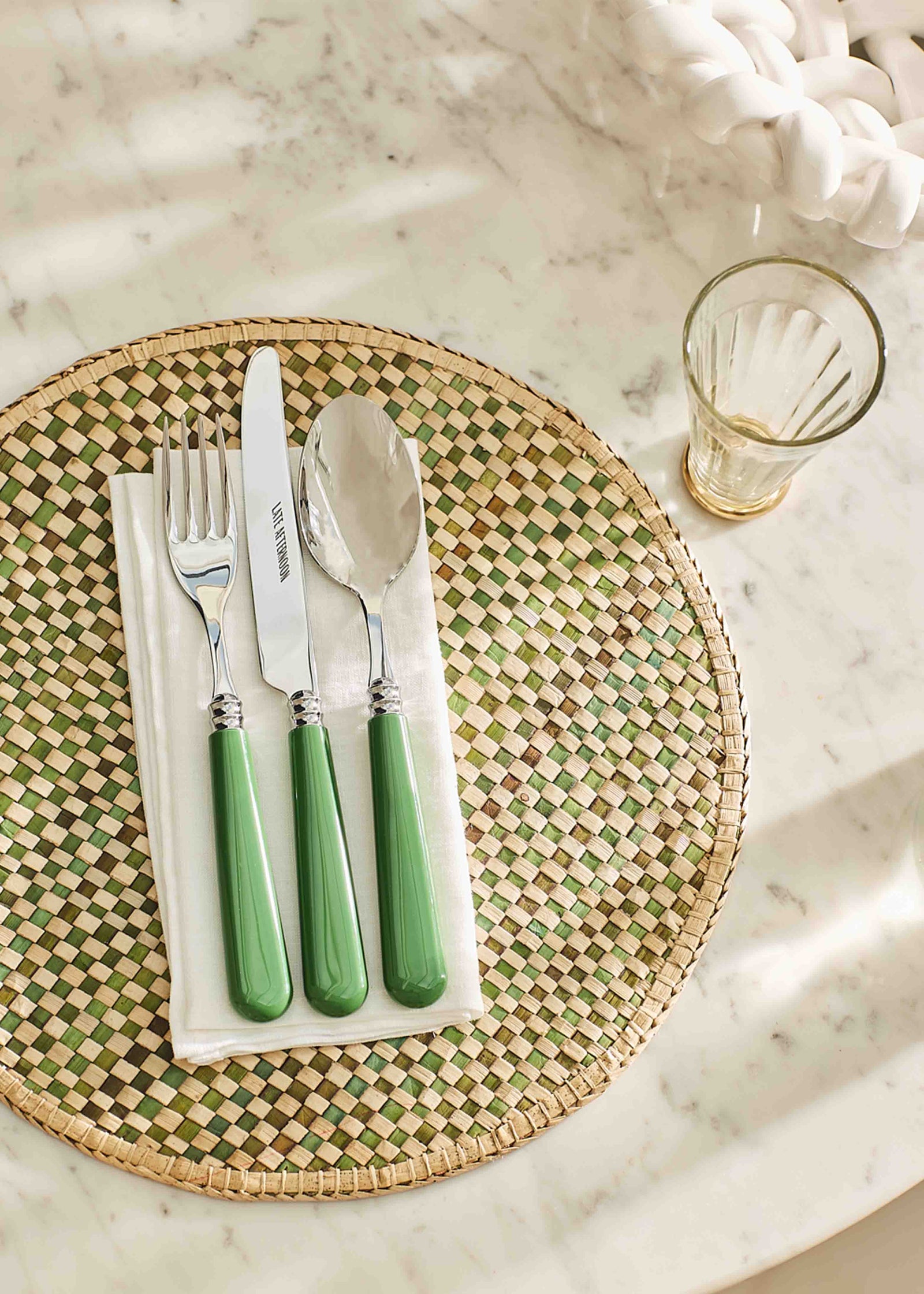 Late Afternoon Green Knife and Fork Cutlery Set 