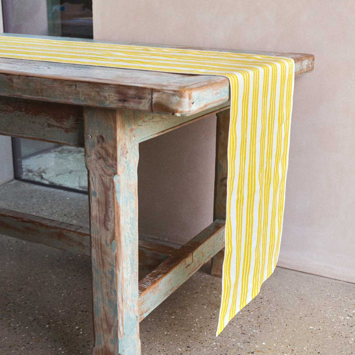 Lemon Yellow Stripe Table Runner