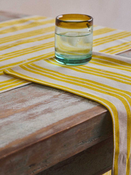 Lemon Yellow Stripe Table Runner