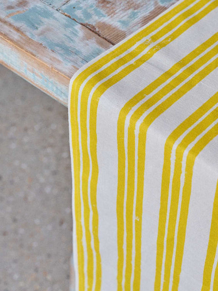 Lemon Yellow Stripe Table Runner