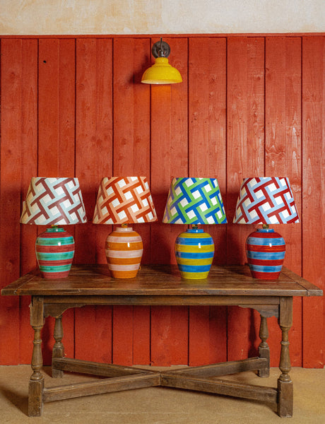 Stripe Lamp, Crimson & Turquoise