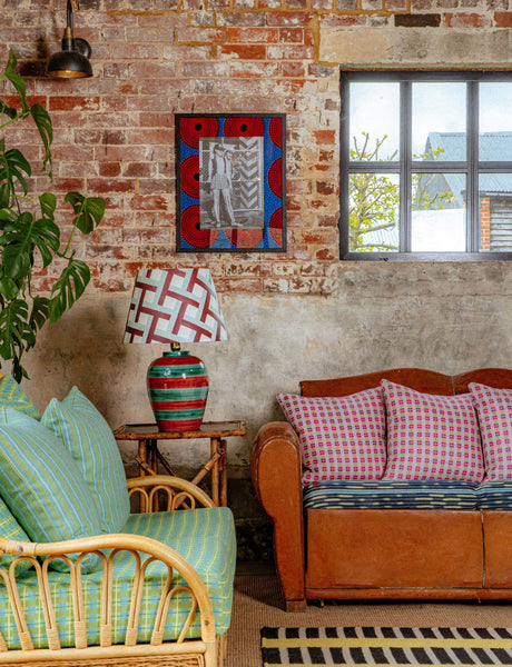 Stripe Lamp, Crimson & Turquoise