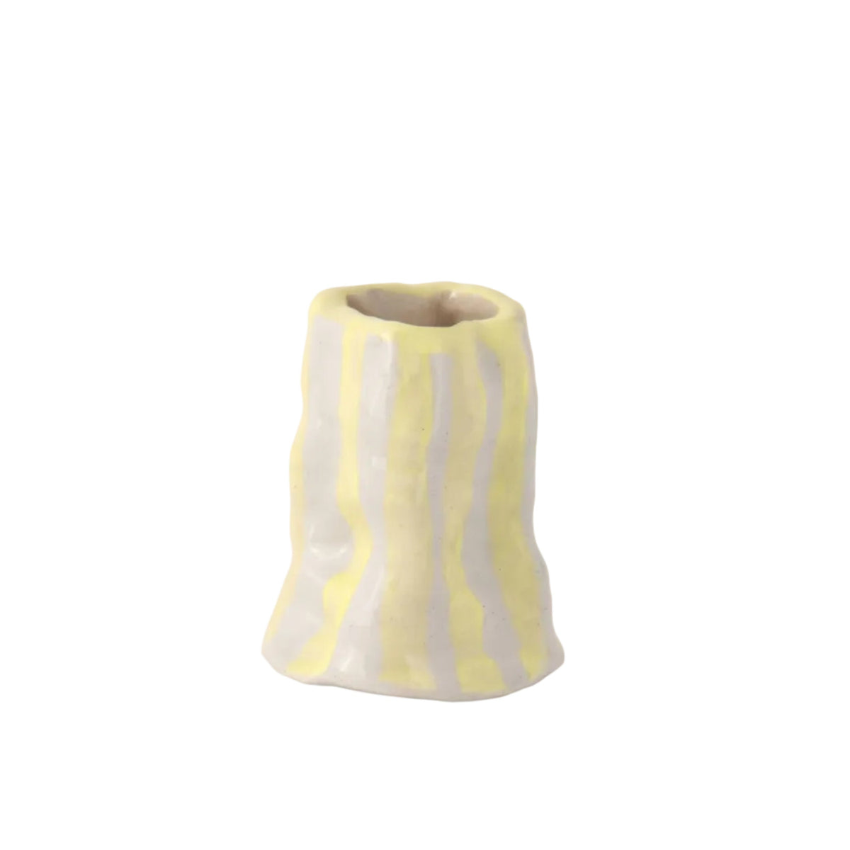 Light Yellow Candy Stripe Candle Holder