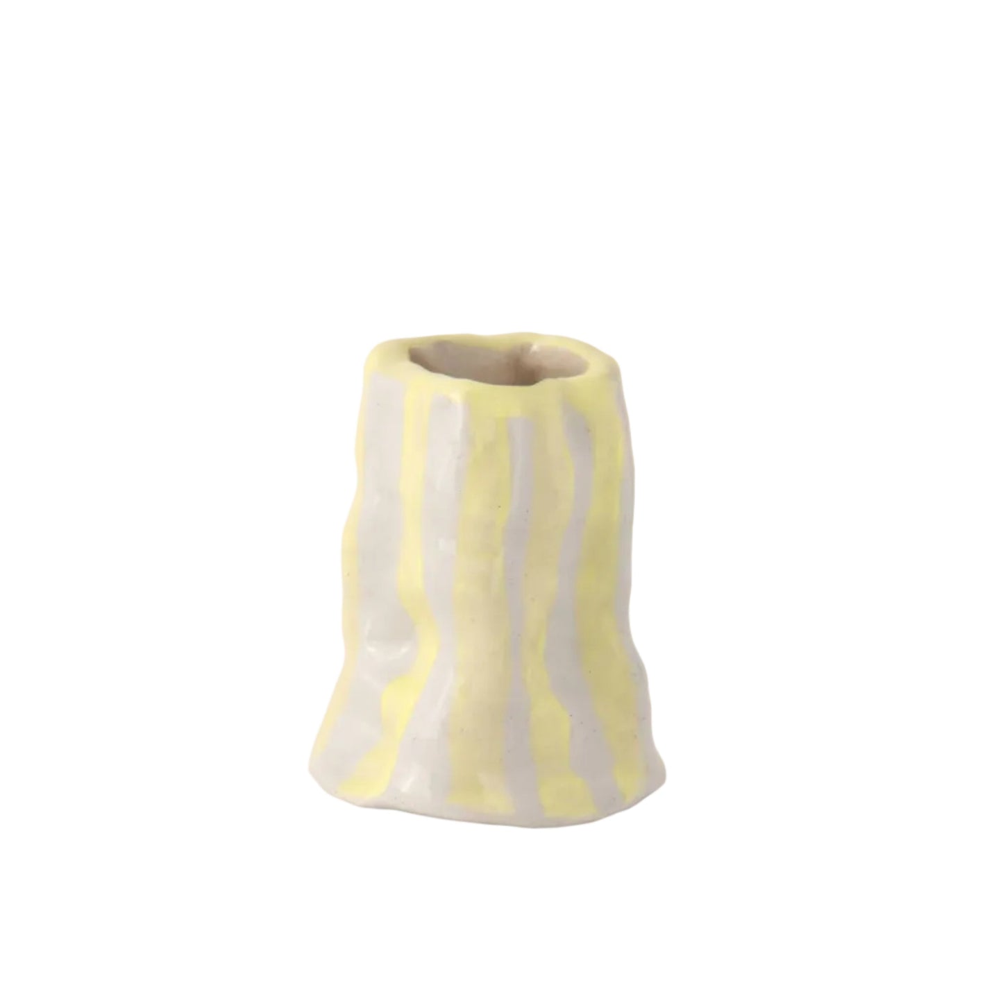 Light Yellow Candy Stripe Candle Holder