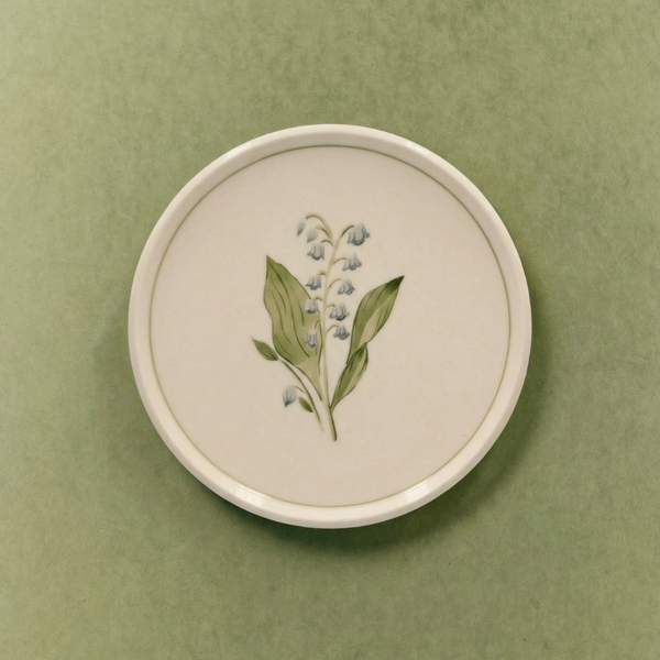 Lily of the Valley Appetizer Plate with Lined Border