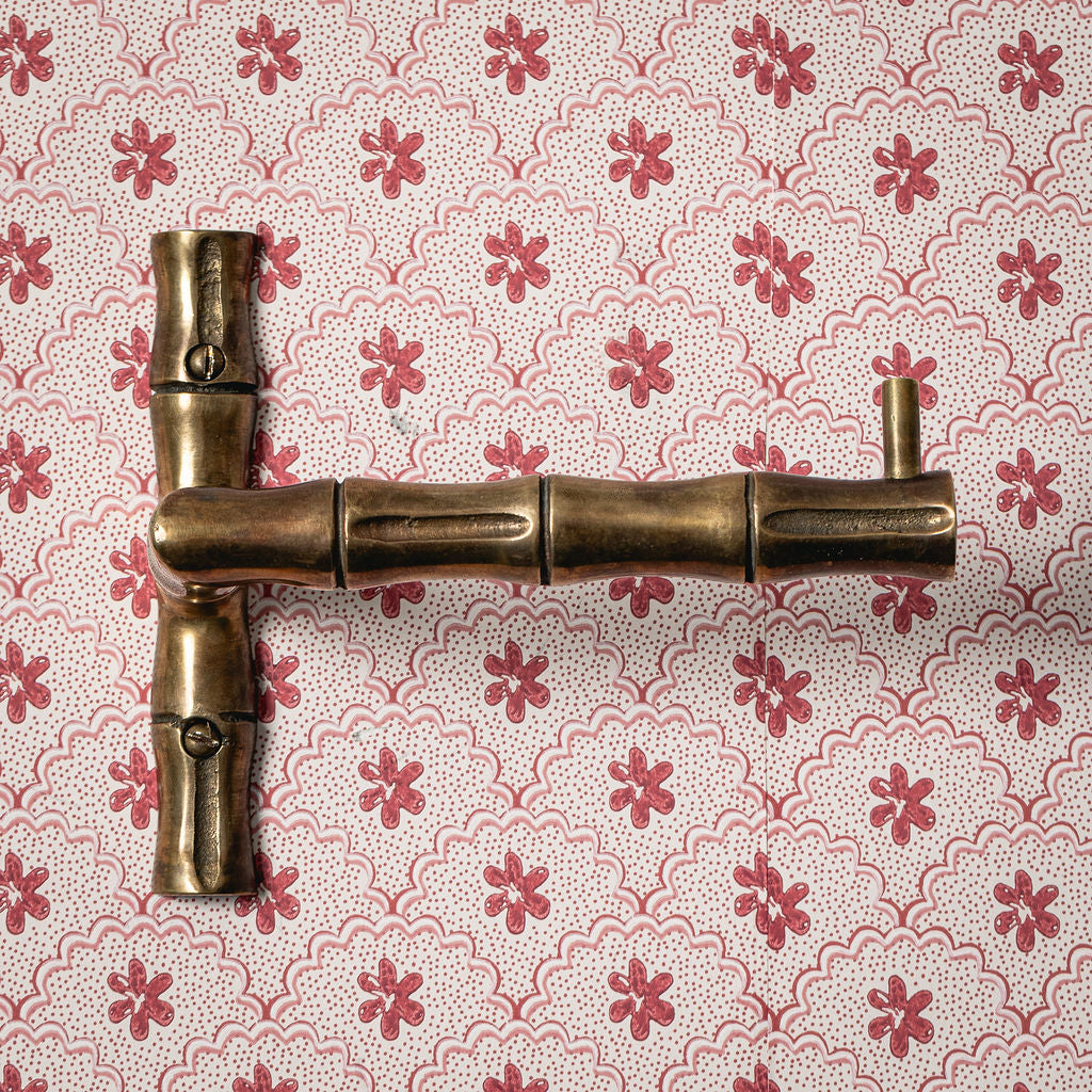 Bamboo Toilet Roll Holder, Aged Brass