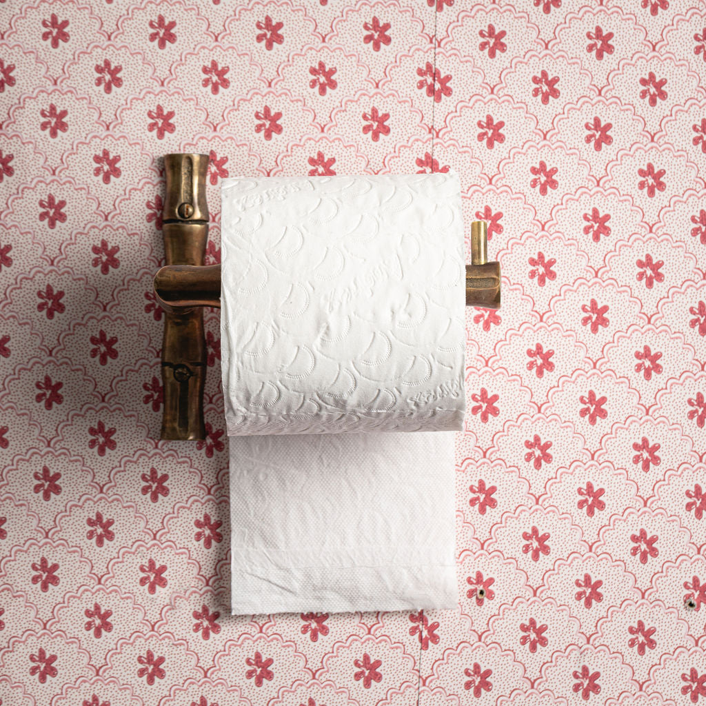 Bamboo Toilet Roll Holder, Aged Brass