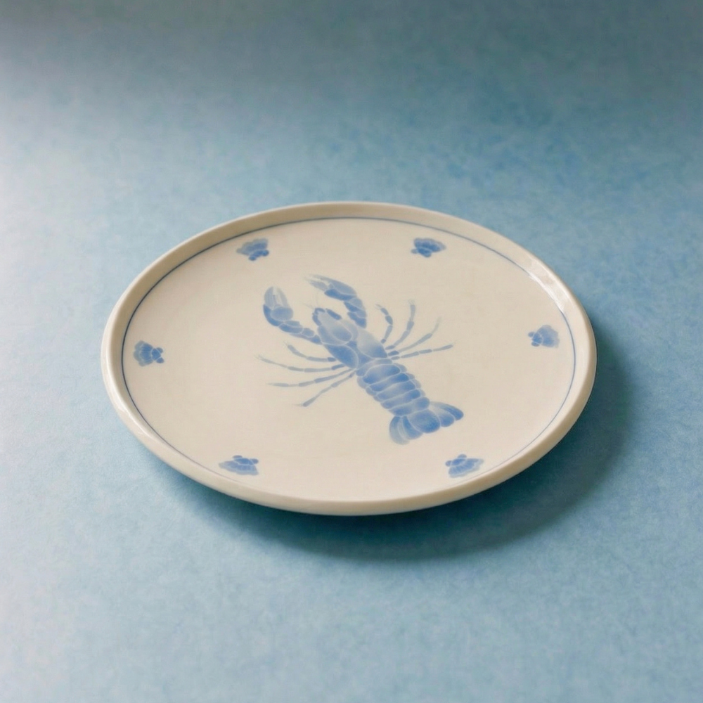Lobster Dinner Plate with Seashell Border