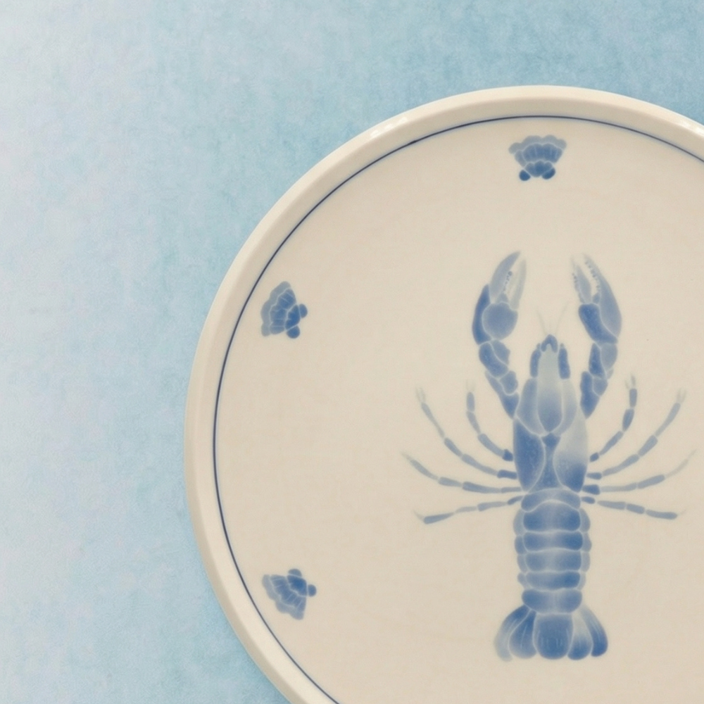 Lobster Dinner Plate with Seashell Border