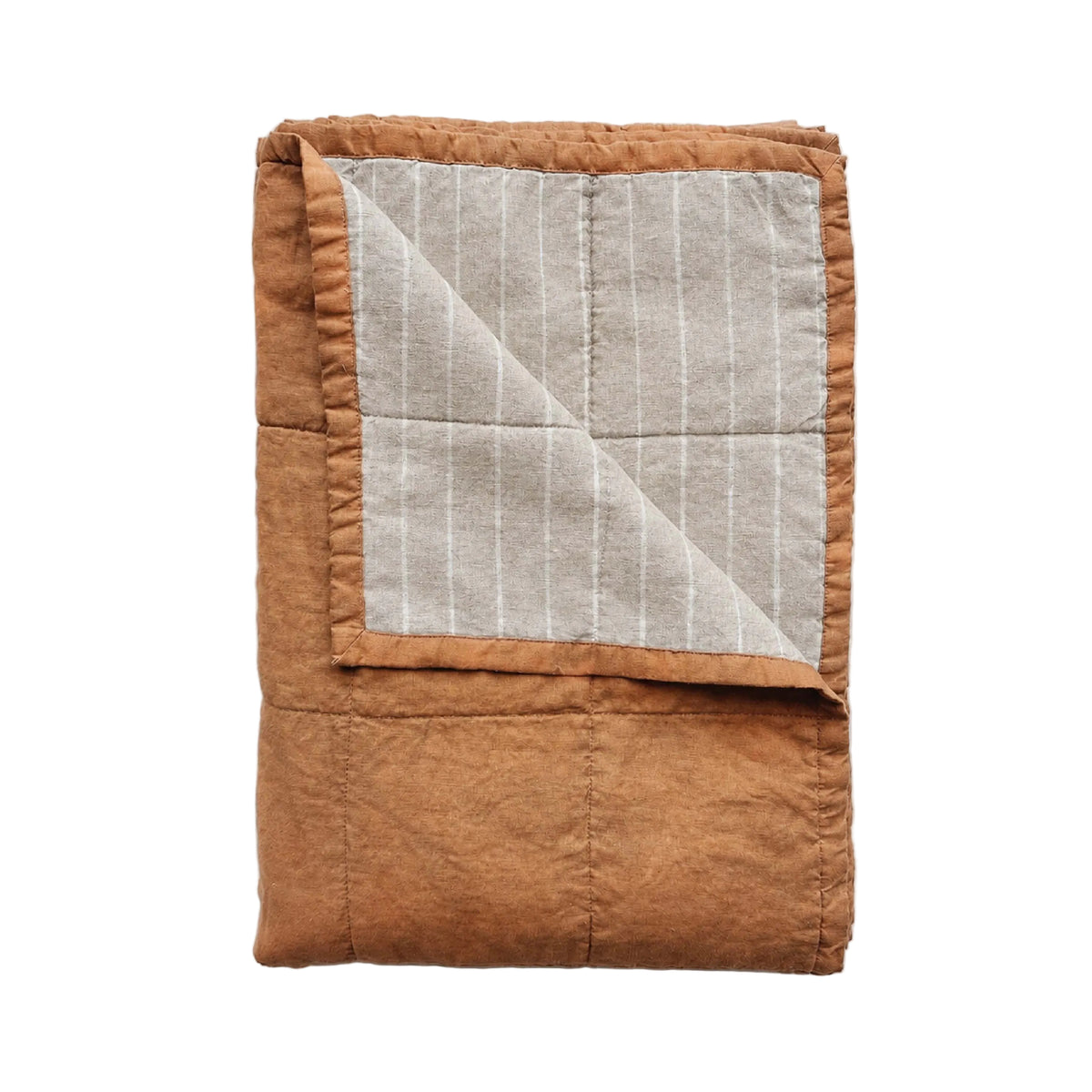 Lola Linen Quilt Clay & Natural Pinstripe - OEKO-TEX® Certified