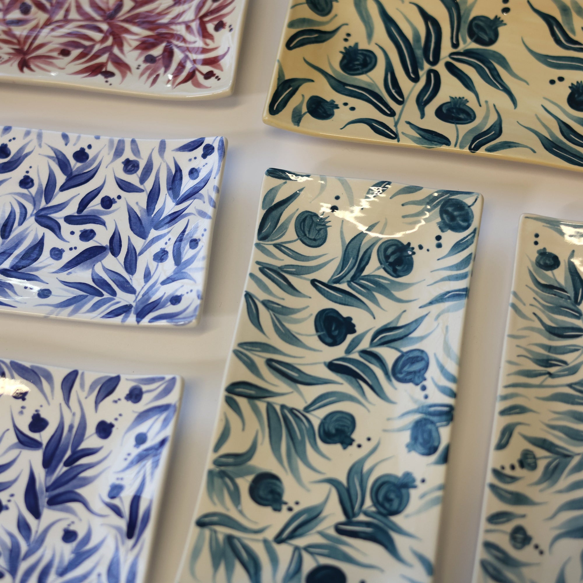 Long Hand Painted Pomegranate Trinket Dish
