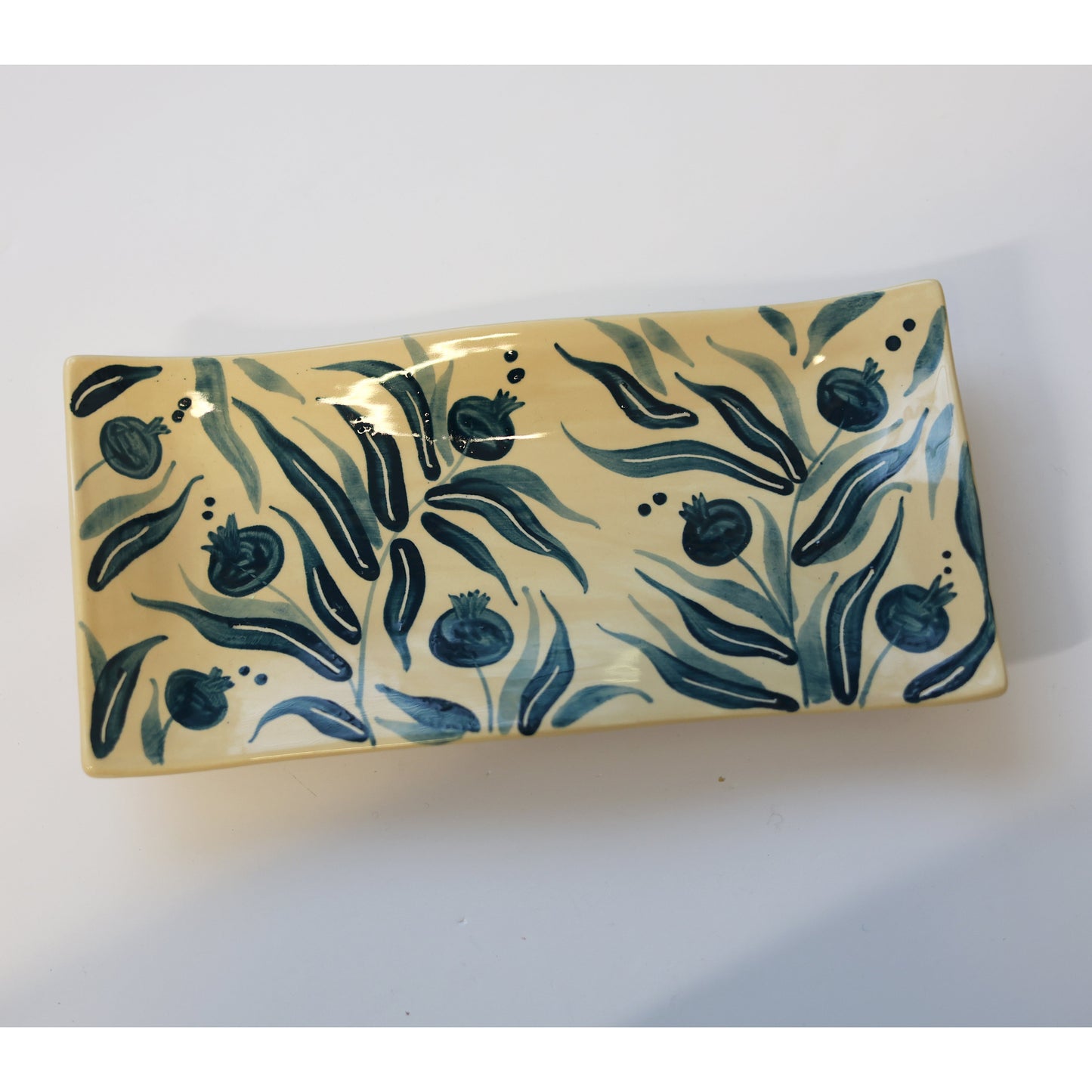 Long Hand Painted Pomegranate Trinket Dish