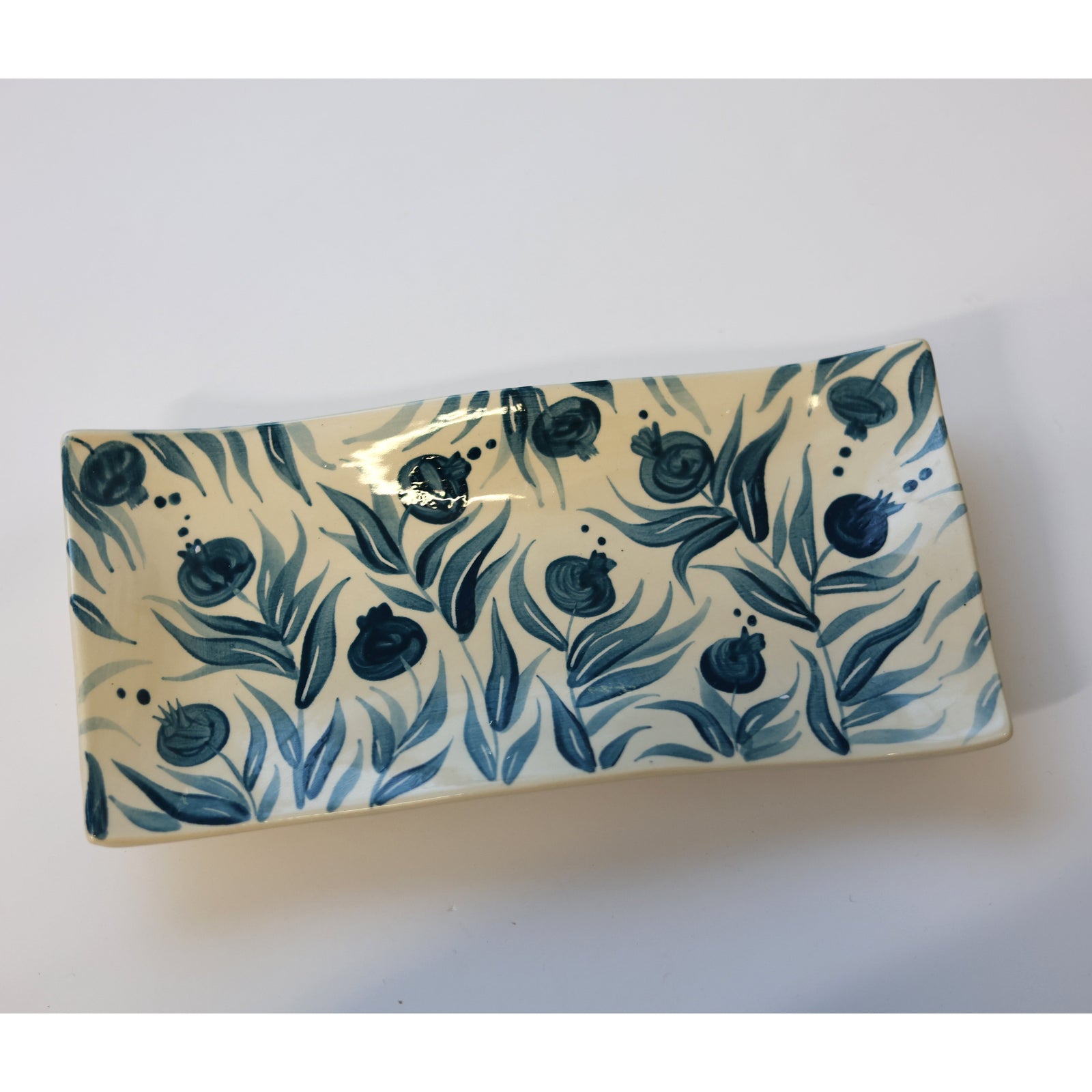 Long Hand Painted Pomegranate Trinket Dish