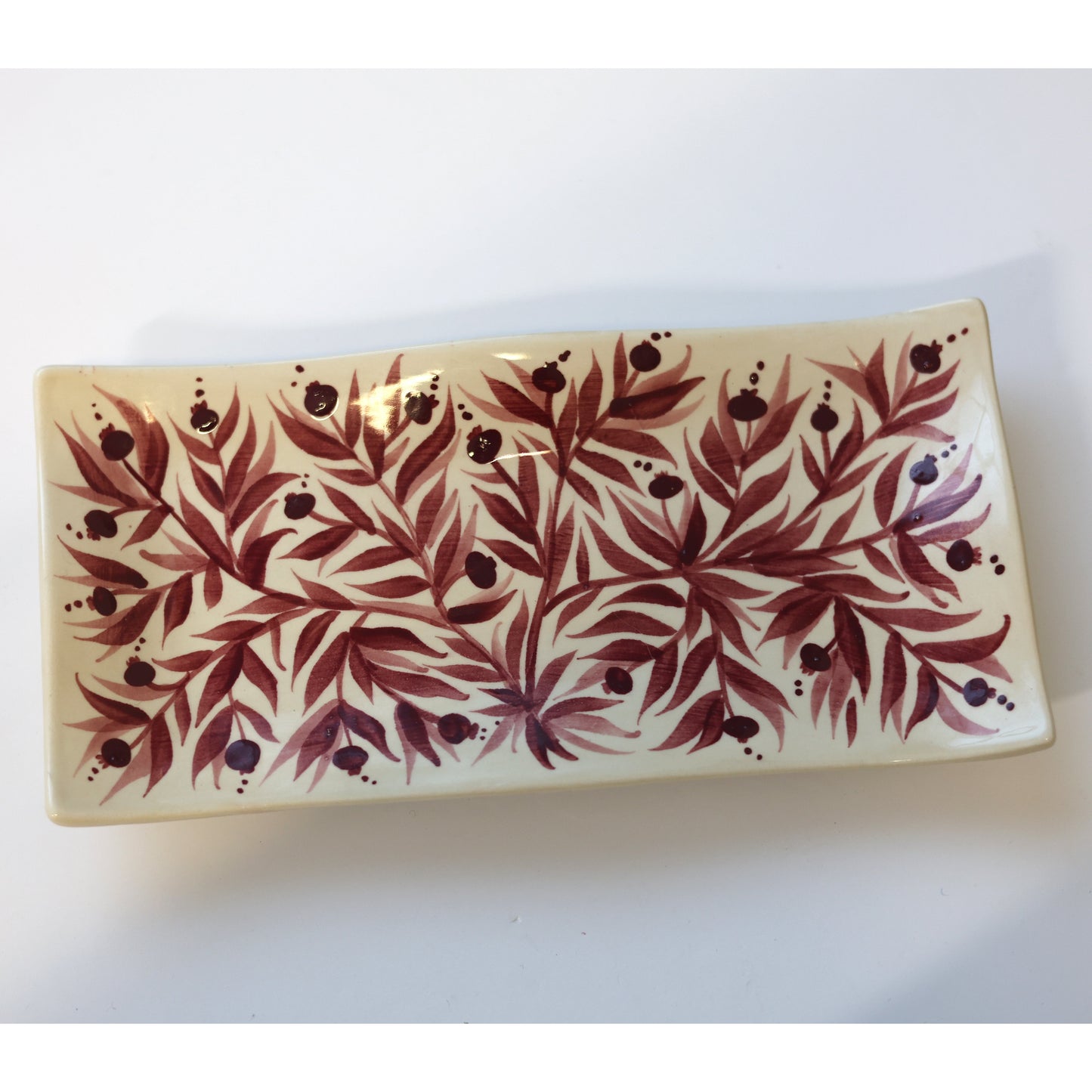 Long Hand Painted Pomegranate Trinket Dish