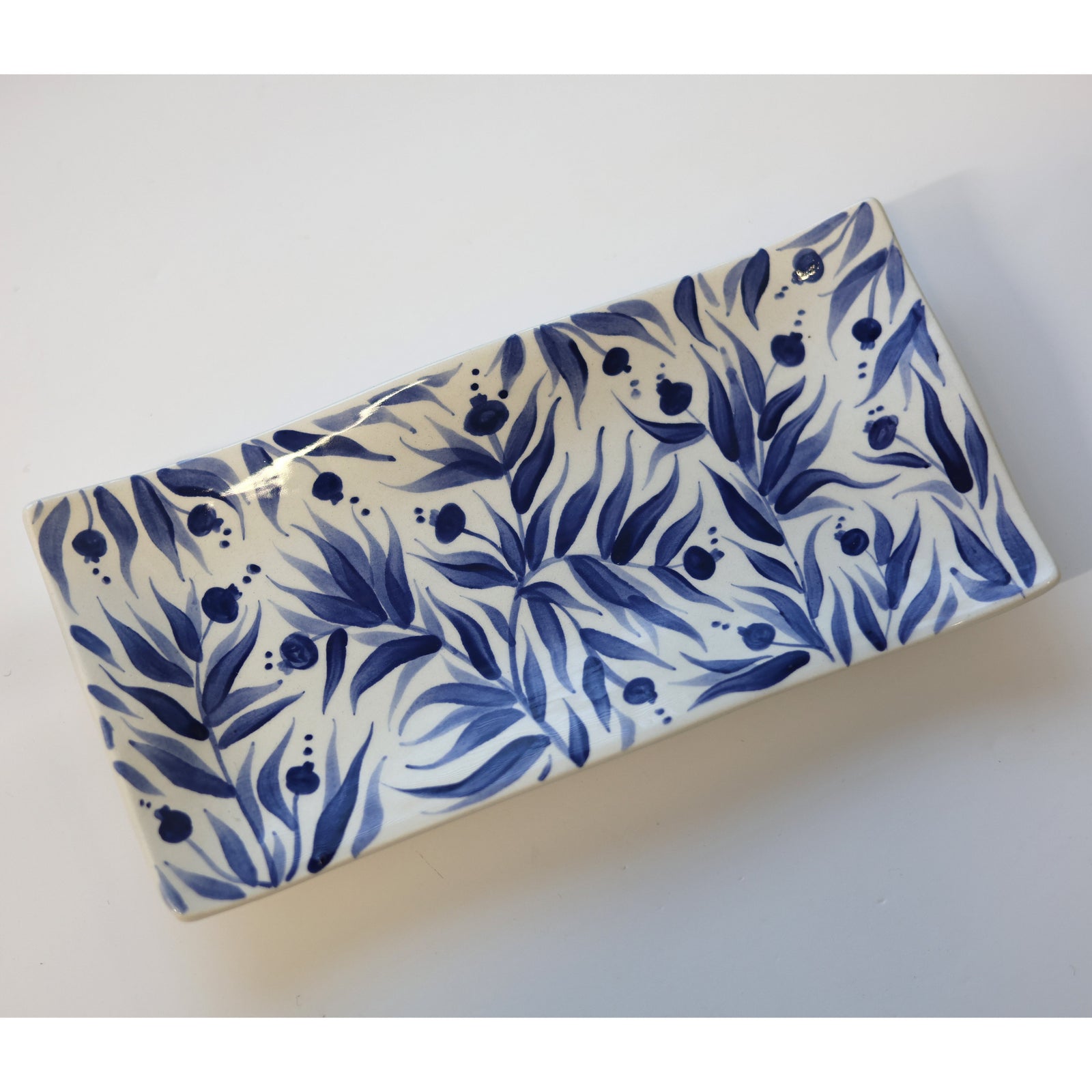 Long Hand Painted Pomegranate Trinket Dish