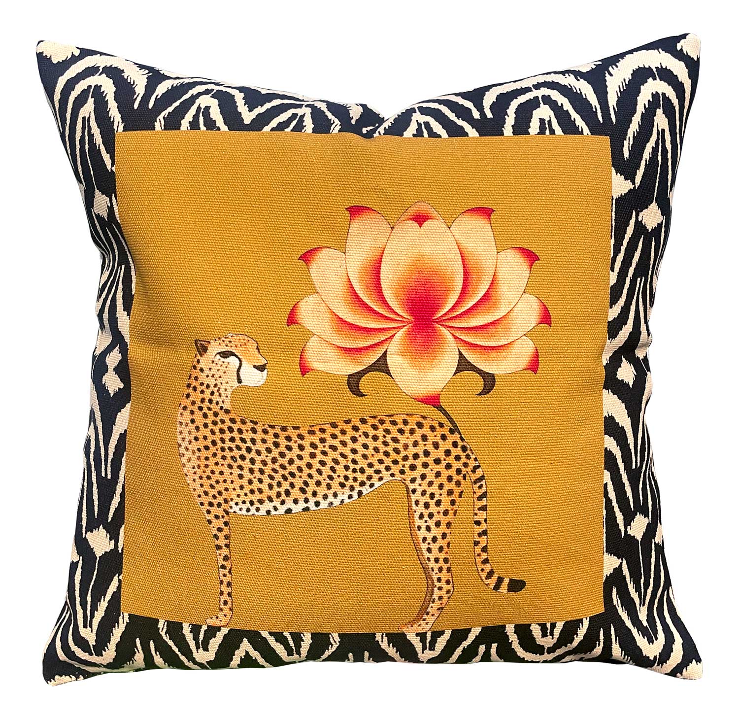 Lotus & Cheetah Throw Pillow