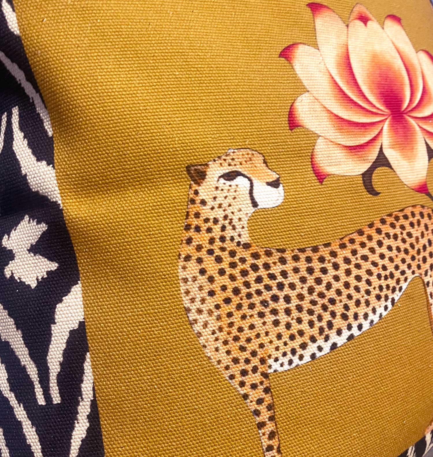 Lotus & Cheetah Throw Pillow