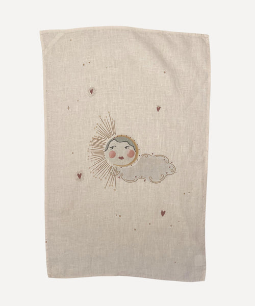 Linen Tea Towel "Love Sun"