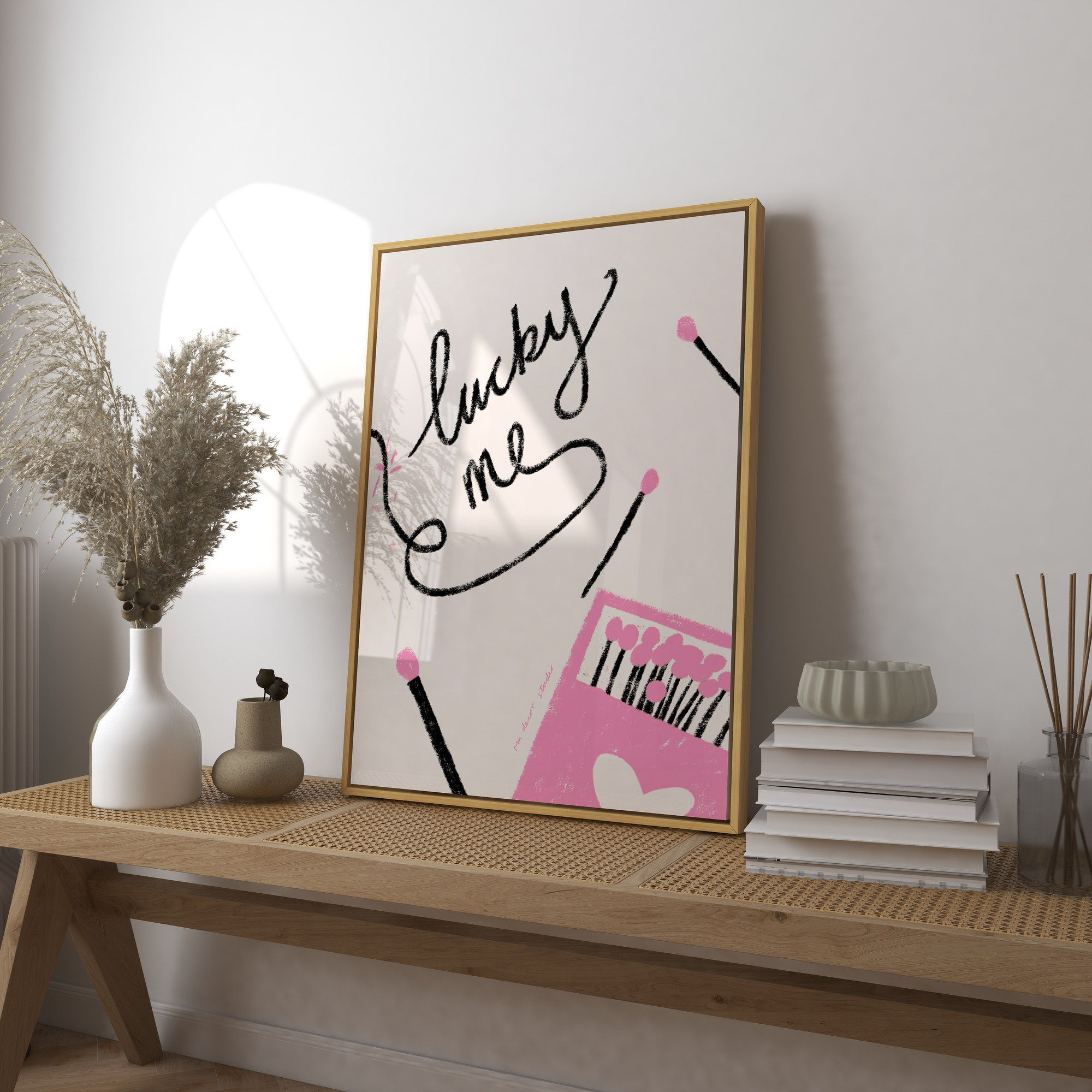 Lucky Me Matchbox and Sticks Print