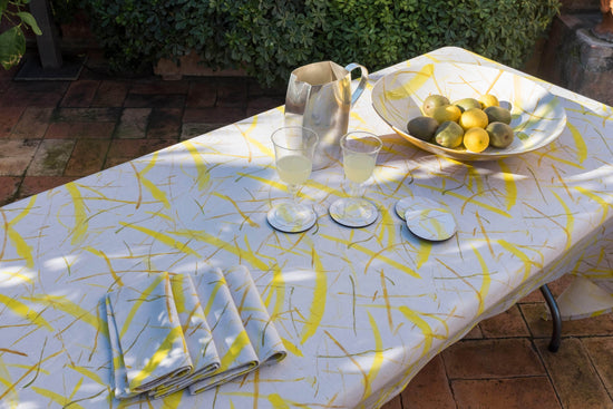 Roman Breeze Rectangular Printed Linen Tablecloth