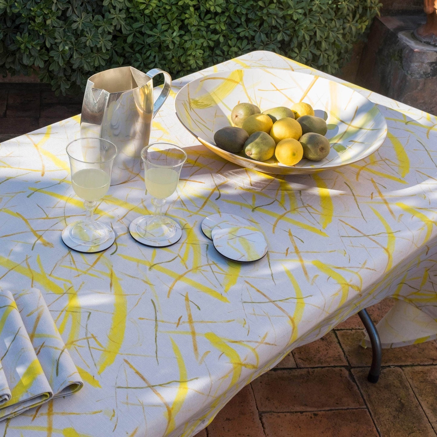 Roman Breeze Square Printed Linen Tablecloth