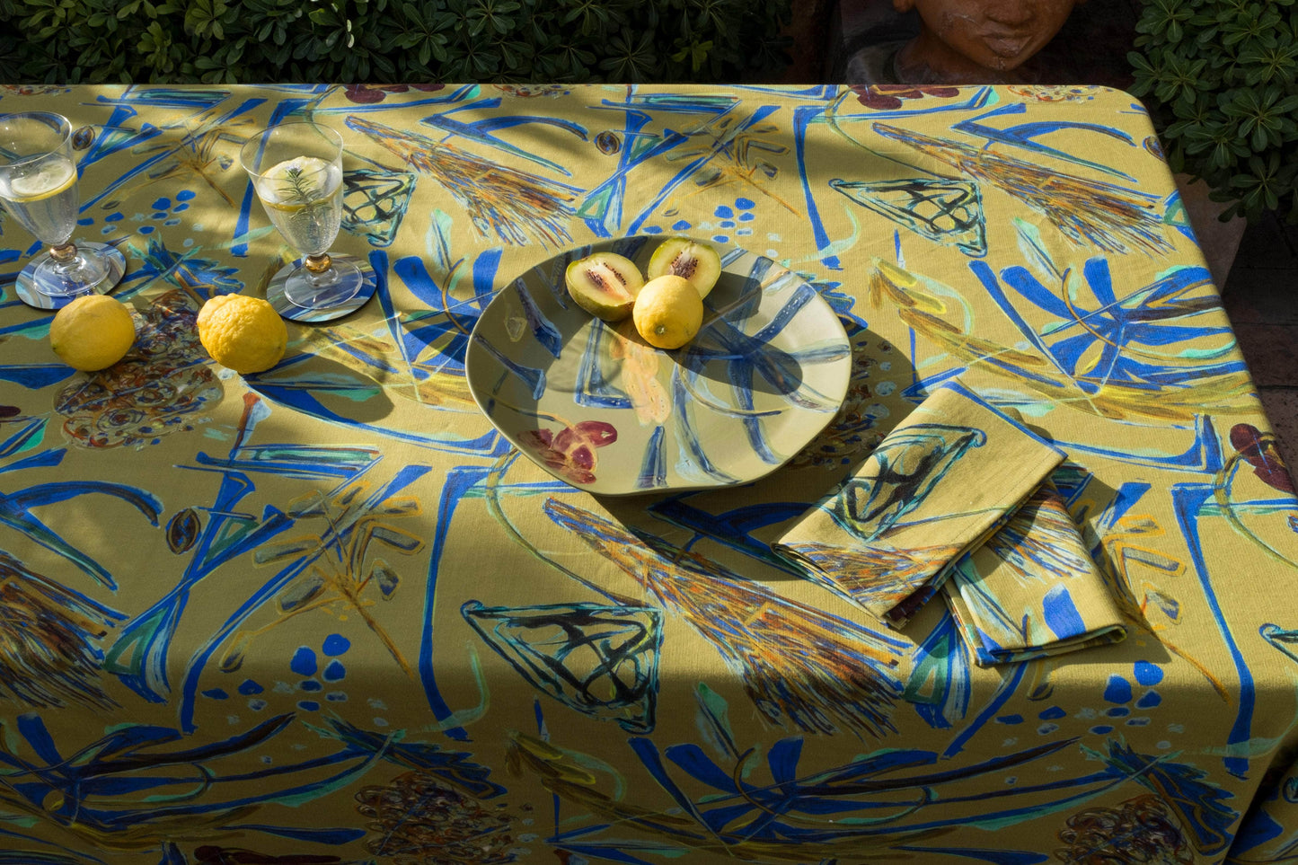 Panarea Square Printed Linen Tablecloth