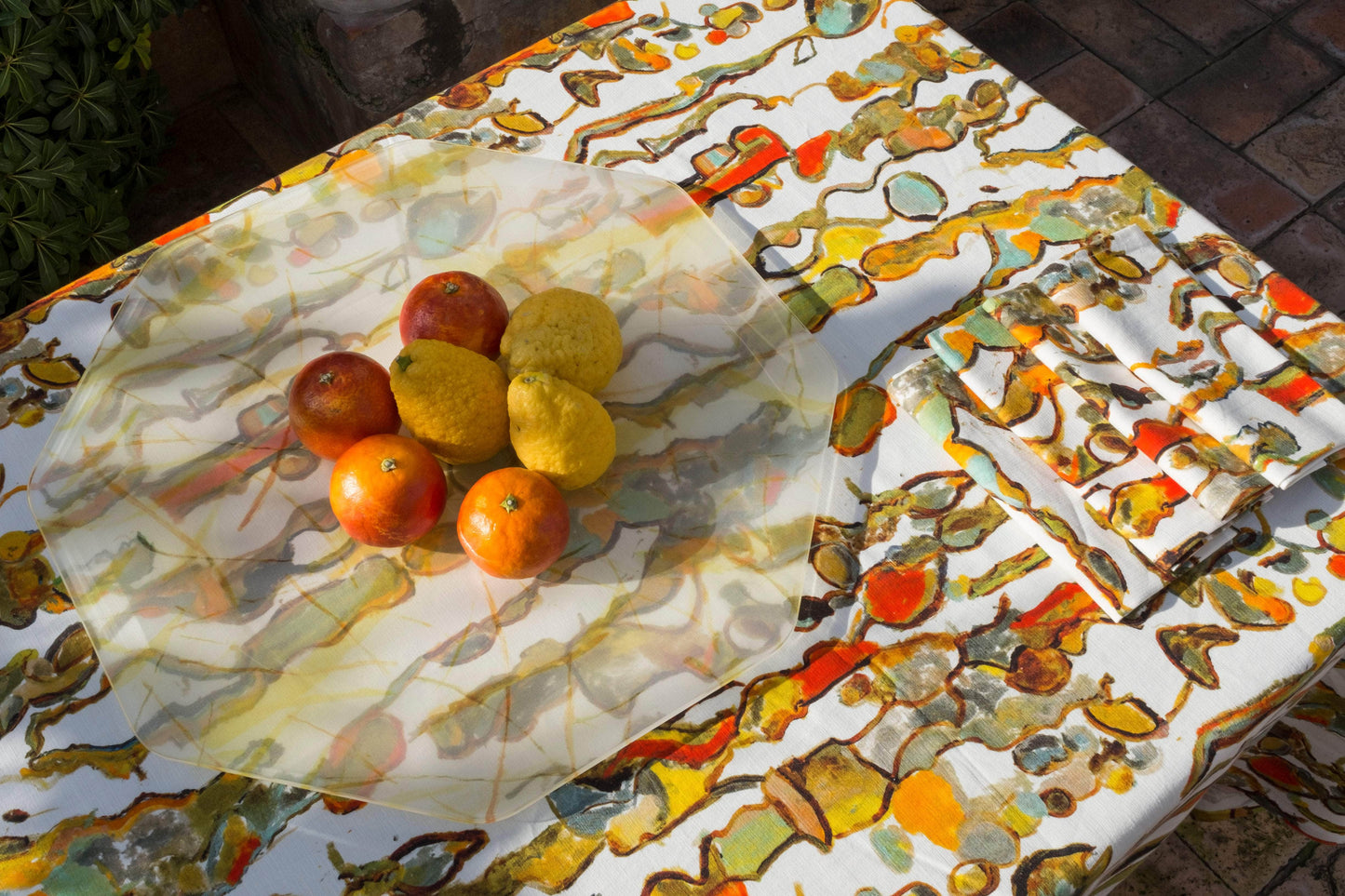 Stromboli Square Printed Linen Tablecloth