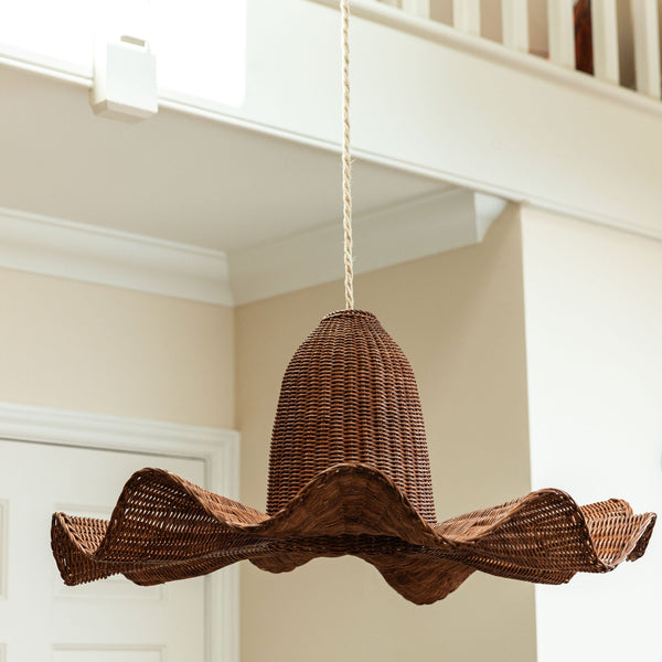 Luna Rattan Pendant Shade, XL Teak