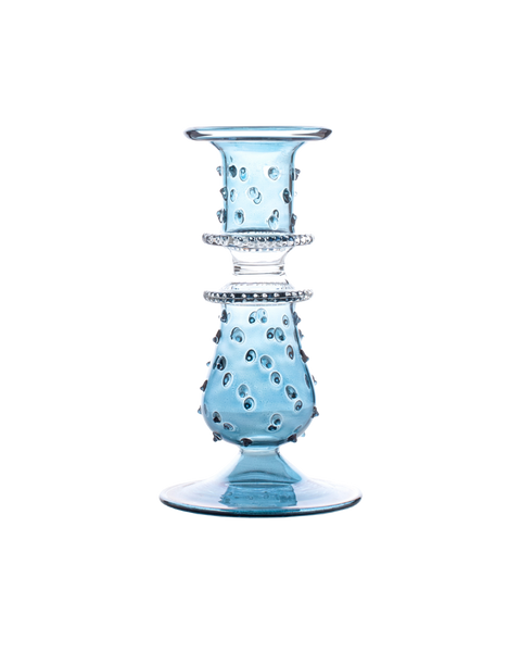 Luxor Blue Glass Candle Holder Candlestick Issy Granger