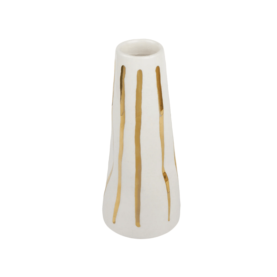 Gold Stripes Stem Vase