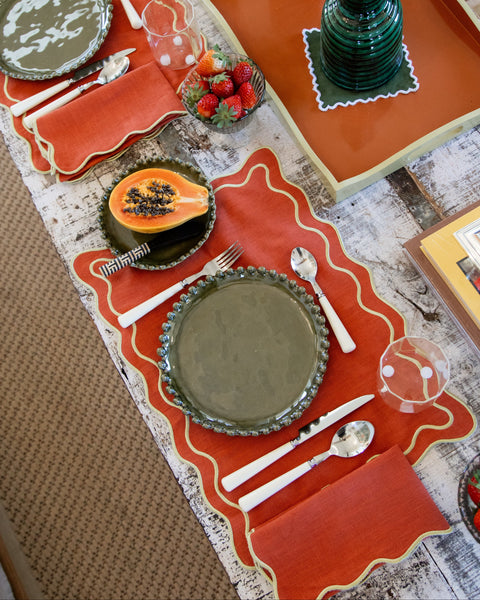 Placemat Beja, Terracotta with Lime Green