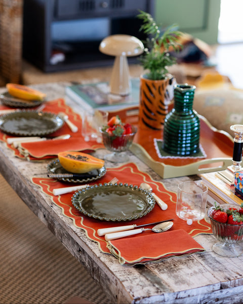 Placemat Beja, Terracotta with Lime Green