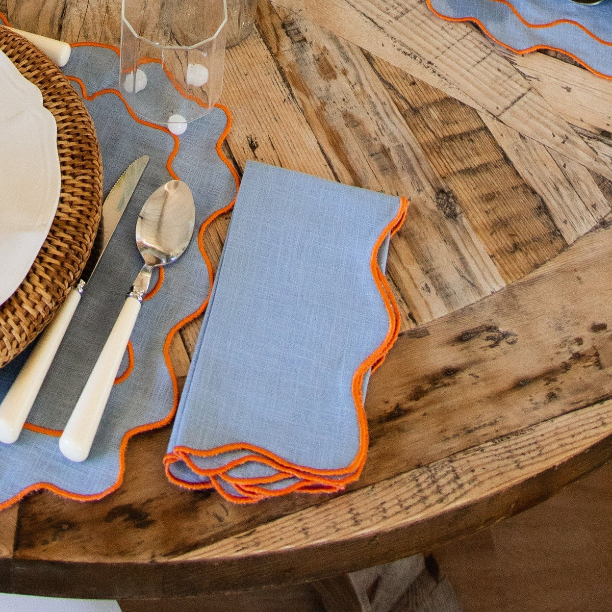 Napkin Sintra, Blue with Orange