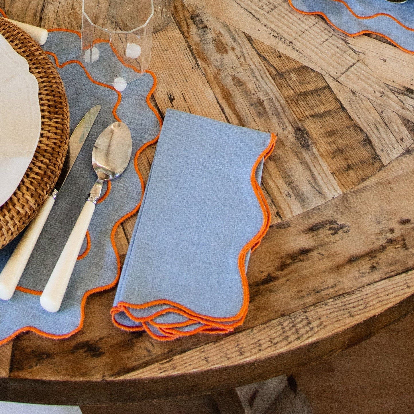 Napkin Sintra, Blue with Orange