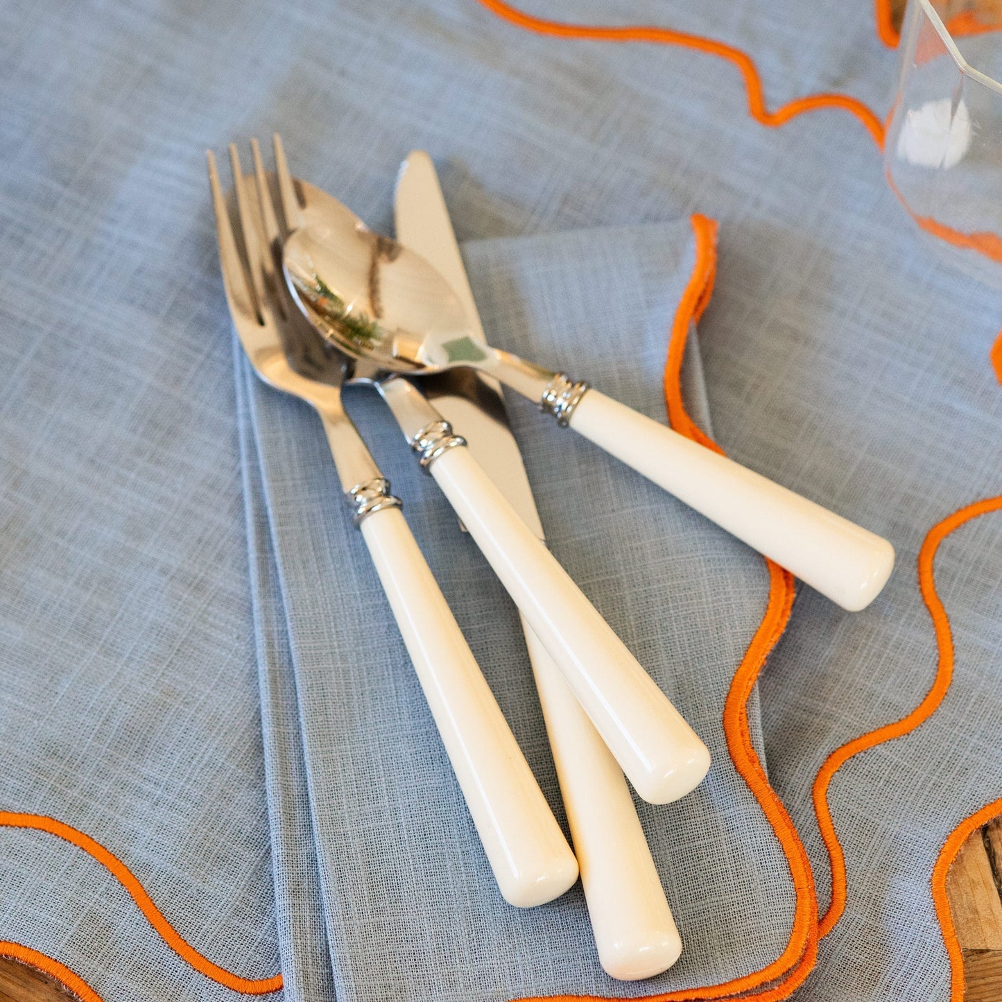 Napkin Sintra, Blue with Orange