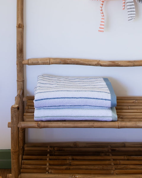 Green Striped Bath Towel, 100% Cotton 500 g/m²