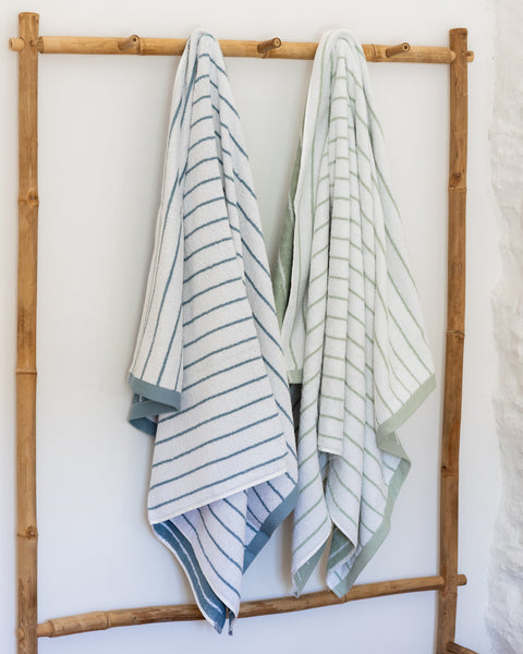 Blue Striped Bath Towel, 100% Cotton 500 g/m²