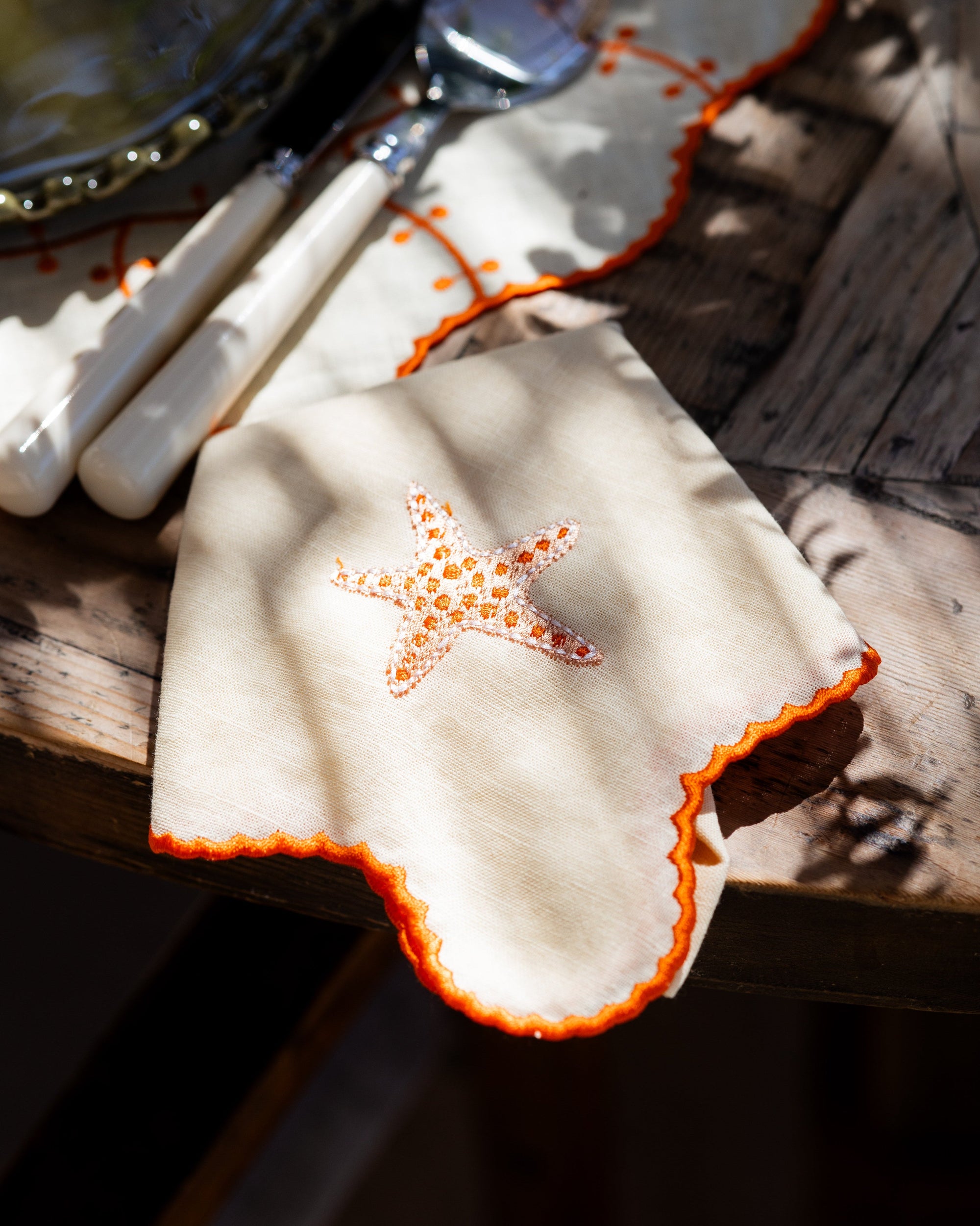 Napkin Jasmim, Yellow with Orange, Starfish