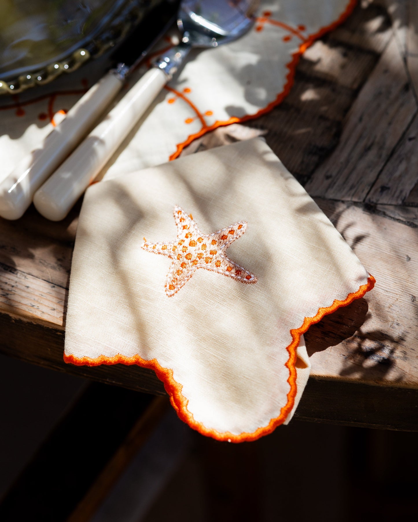 Napkin Jasmim, Yellow with Orange, Starfish