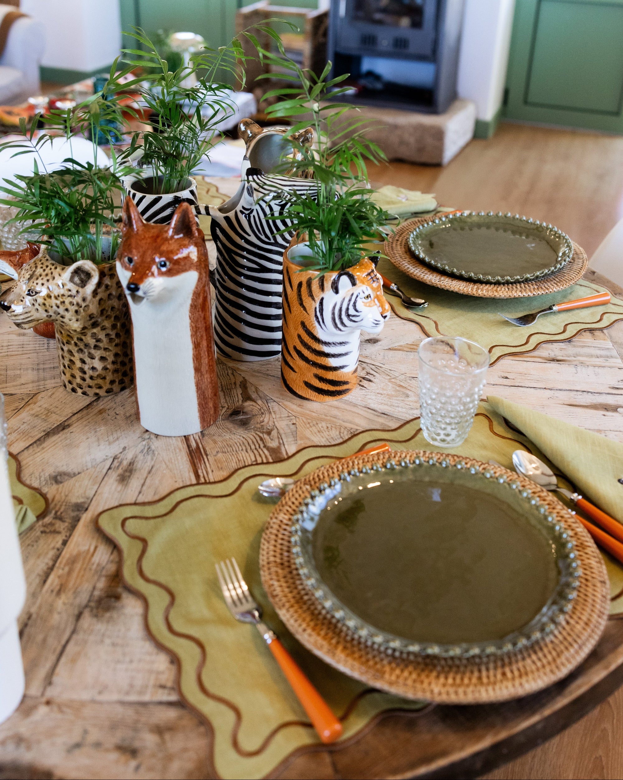 Placemat Beja, Green with Brown